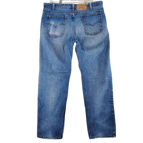 Vtg Levis Blue Jeans 506 Mens 38x30 Distressed Hi Rise Tapered Leg USA (36x30) - Picture 14 of 14